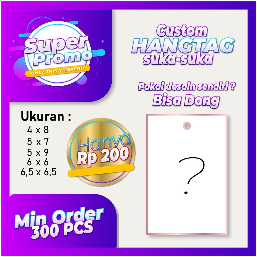 

CUSTOM Hangtag / Label pengiriman / Label Kartu / hang tag Kemasan