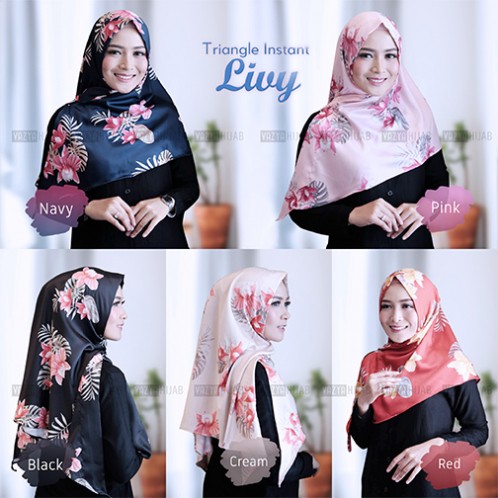 Hijab Triangle/Segitiga Instant Livy - Hijab segitiga instan motif bunga cantik langsung slup