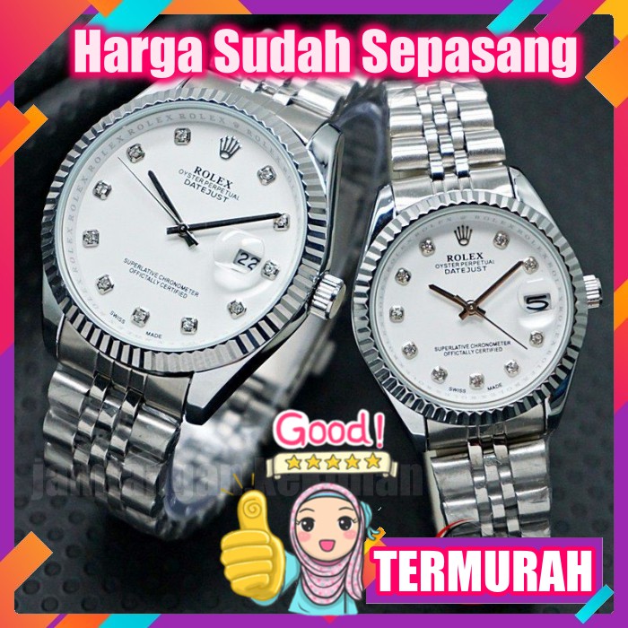 Jam Tangan Couple Rolex / Jam Tangan Pria / Jam Tangan Wanita / Jam Tangan Murah / Rolex Hitam Gold