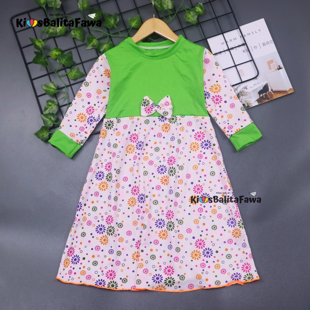 Gamis Eliza Uk 1-2 Tahun / Tunik Baju Anak Perempuan Lengan Panjang Dres Cewek Gamis Muslimah Motif