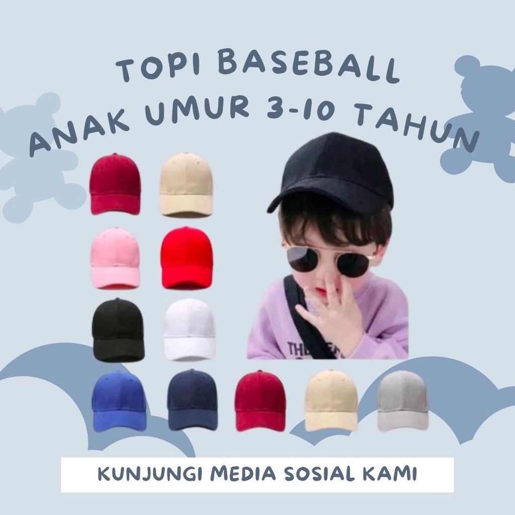 Topi Anak Bucket Polos / Topi Anak Baseball Polos Umur 2-8 Tahun Cewe Cowo Premium