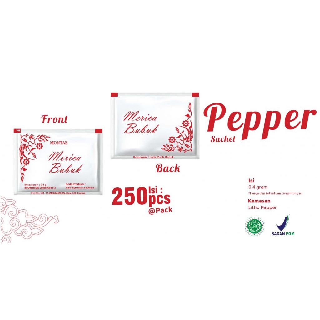 

Merica Bubuk Sachet (isi 250 @0.4gr)