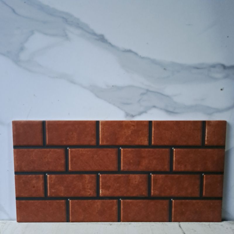 keramik dinding teras bata merah / keramik motif batu alam / keramik dinding pagar 25x50 TERRACOTA B