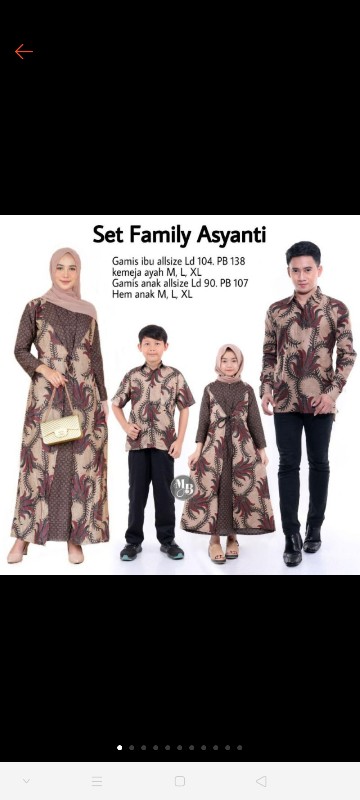 Batik Couple Keluarga - Sania Ruffle Batik Couple Garansi Termurah Shopee- Couple Set Family Asyanti