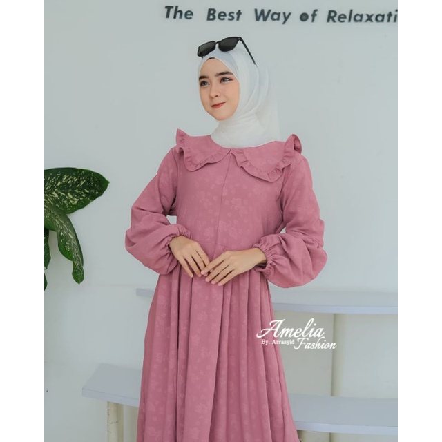 Gamis cringkel embos by amelia  premium model wanita terbaru silvia busana muslim kringkel adem ootd fashion baju murah muslimah