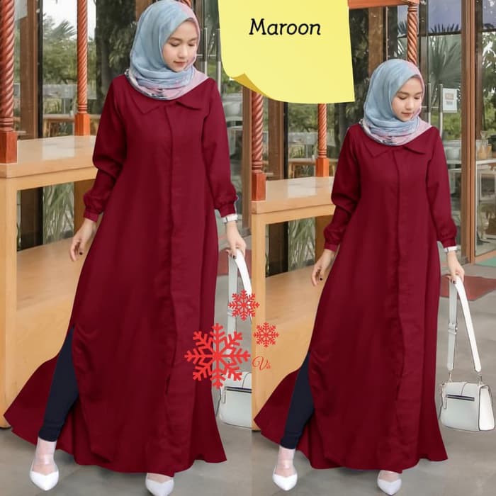NISSA SABYAN  Gamis rosa maroon baju remaja trendy kuliah santai gaul mx ruz vt