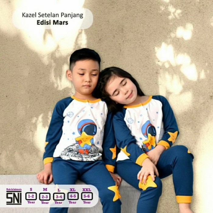 KAZEL Piyama Anak Setelan Panjang Kaos Baju Tidur Anak 1-5 thn Setelan Anak Baju Tidur Baju Harian