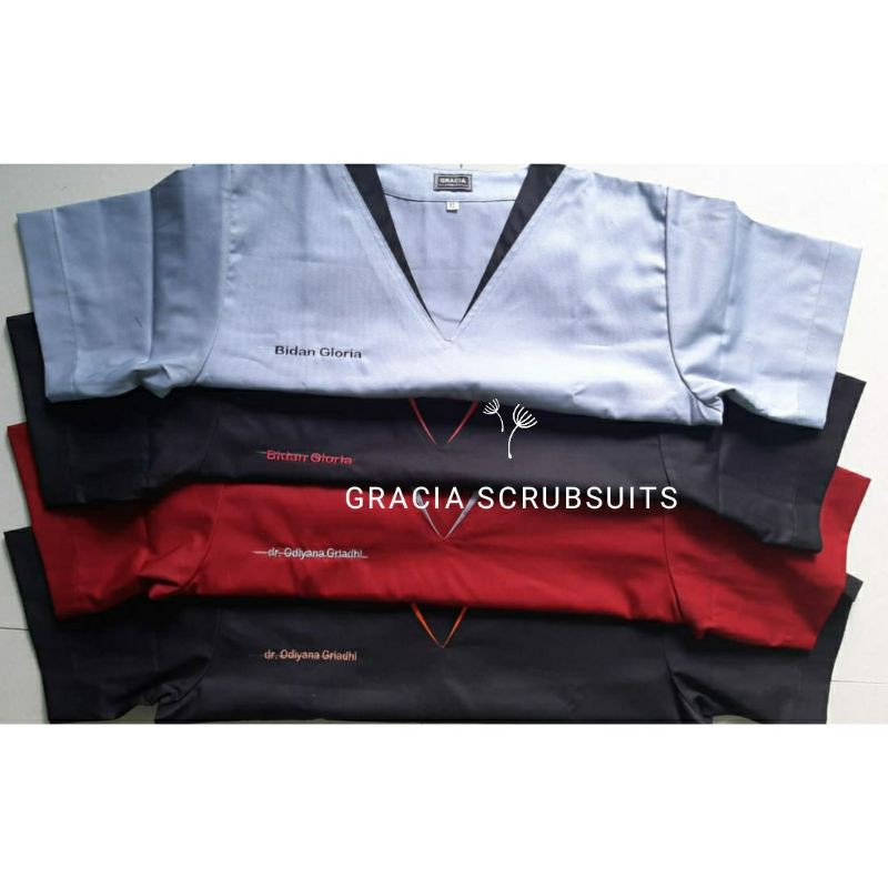 GRACIA SCRUBSUITS - Bordir nama baju oka / baju jaga / scrub dokter