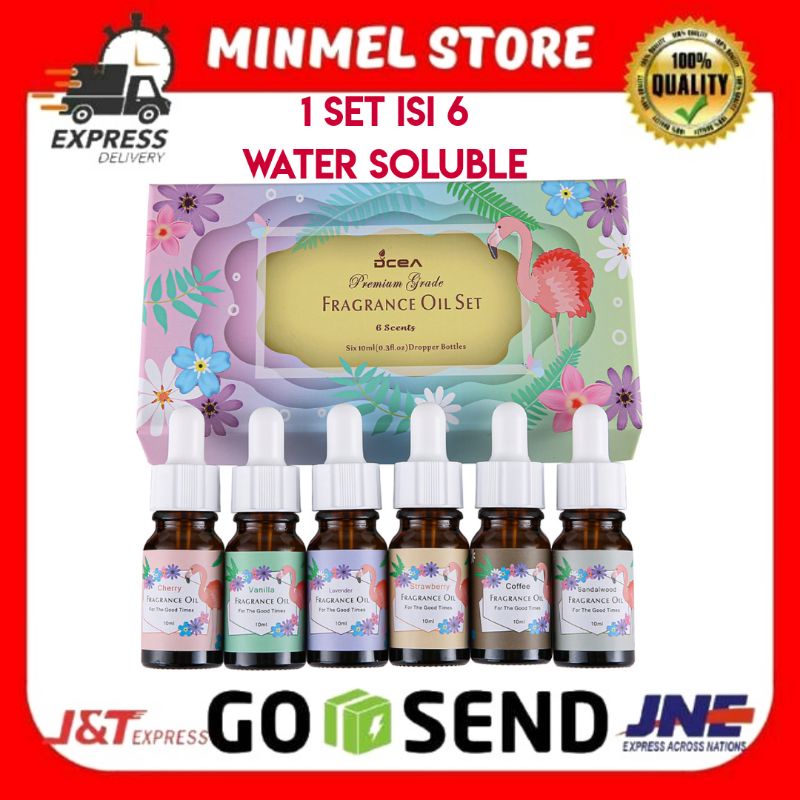 ESSENTIAL FRAGRANCE OIL SET ISI 6 BOTOL WATER BASED WATER SOLUBLE AROMATHERAPY DCEA 6 COLOR