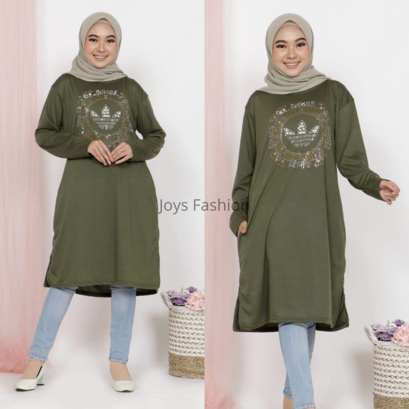 JF Atasan Tunik Kaos Babyterry Jumbo Tunik Wanita Muslimah Terbaru IDA MOTE