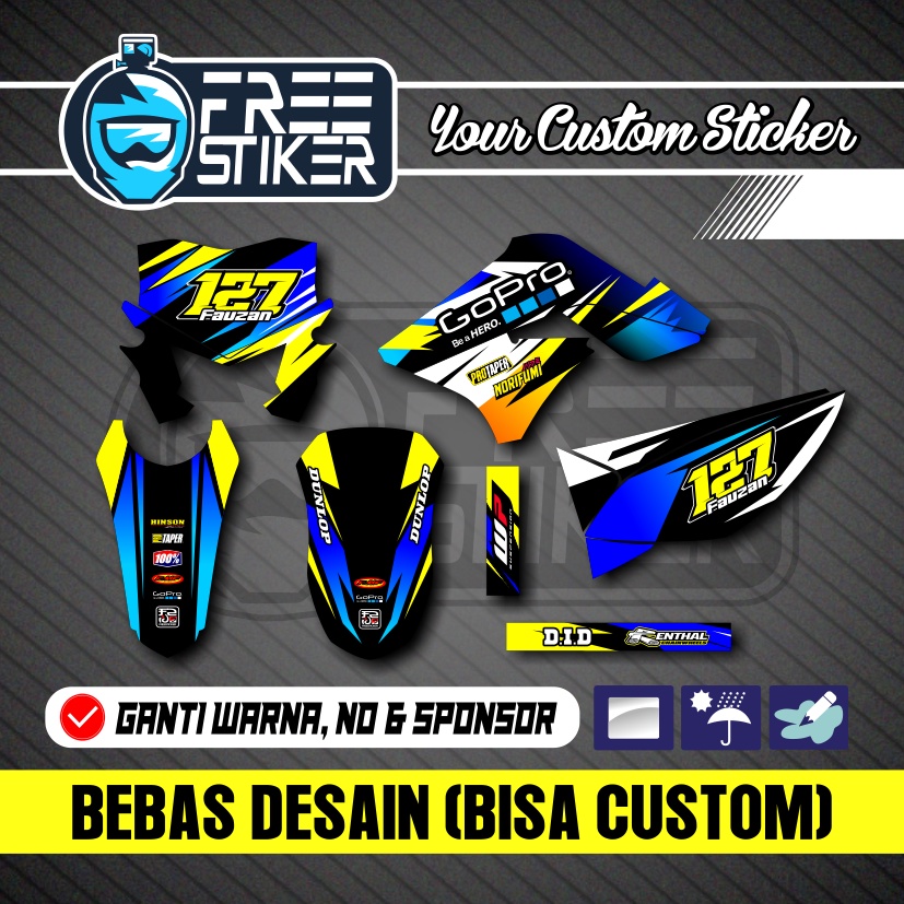 DECAL KLX 150 KLX OLD LAMA BIRU KUNING CUSTOM BISA REQUEST COD