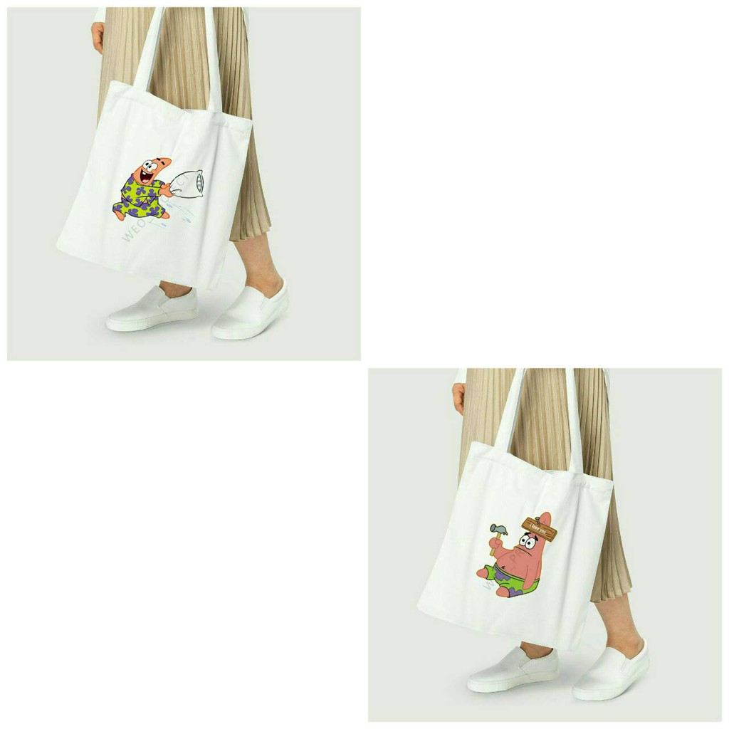 TOTE BAG KANVAS MURAH / TOTE BAG WANITA / TOTE BAG MOTIF PATRICK