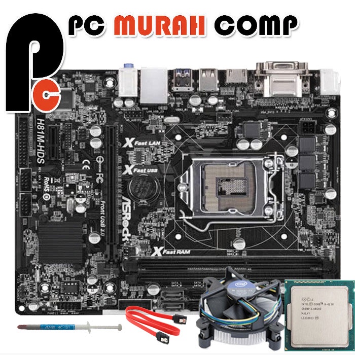 Paket Mainboard LGA 1150 H81 DENGAN PROCESSOR I3 4160 BONUS FAN