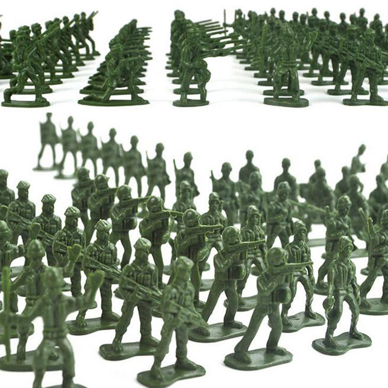 100pcs / lot Mainan Action Figure Tentara Militer Mini WW2 Bahan Plastik Tinggi 3.5cm