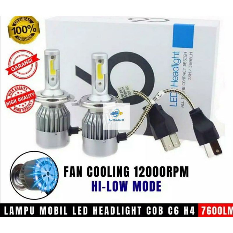 Lampu Mobil LED Headlight C6 H4 Cob (1SET ISI 2PCS)