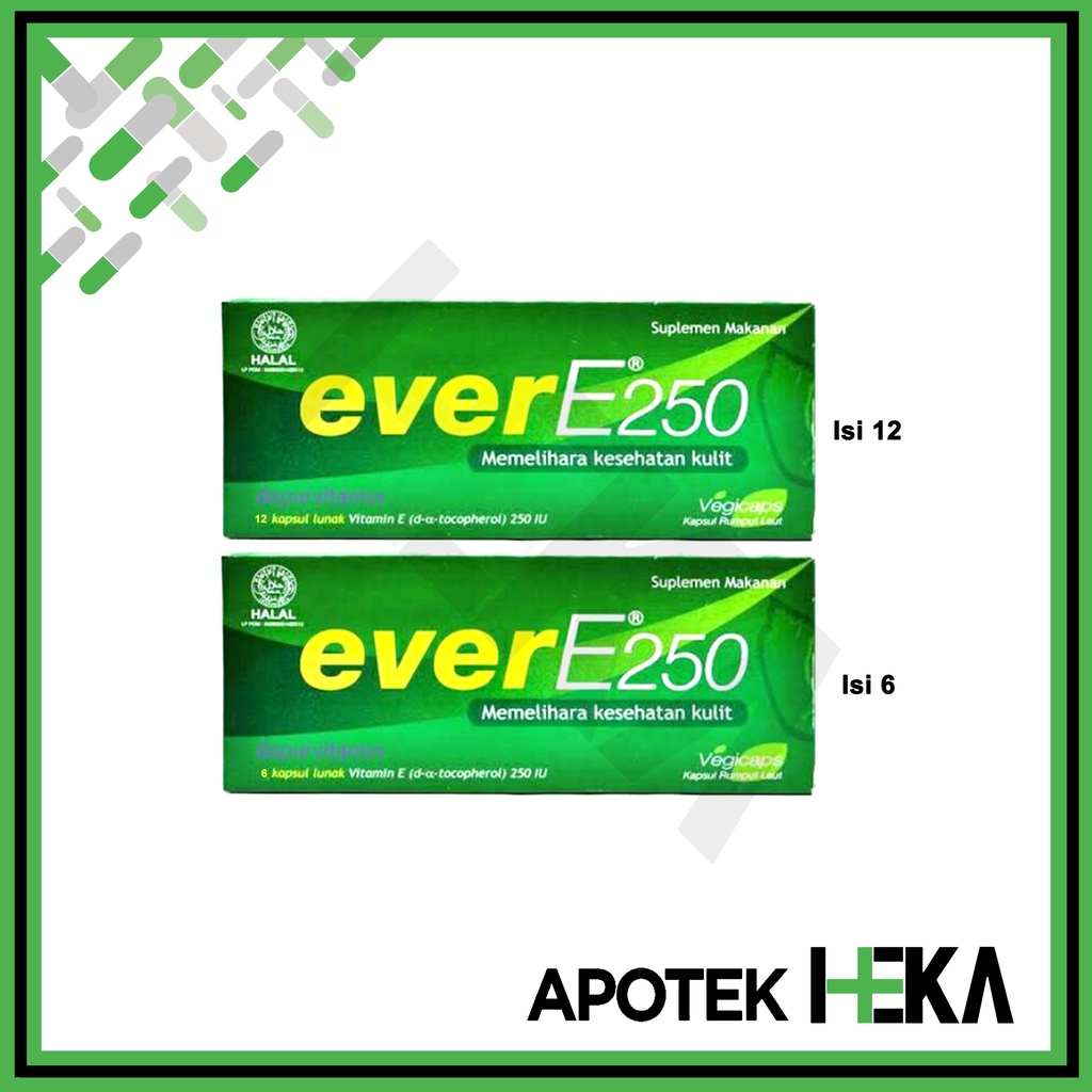 Ever E 250 Soft Capsul Strip isi 6 / 12 Kapsul Vitamin E (SEMARANG)