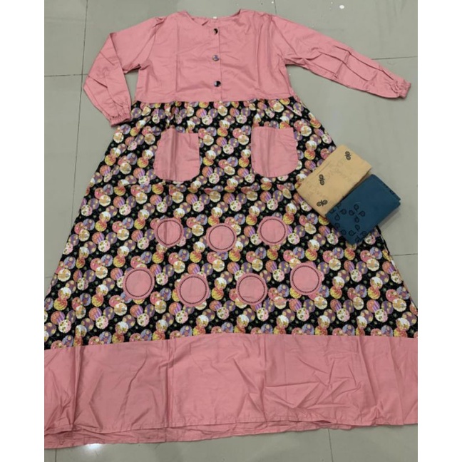 gamis inayah bordir kotak / inayah kotak bola / gamis viral inayah