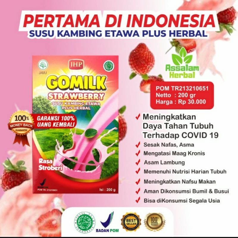 

Susu Kambing Etawa plus Herbal "GOMILK" Strawberry
