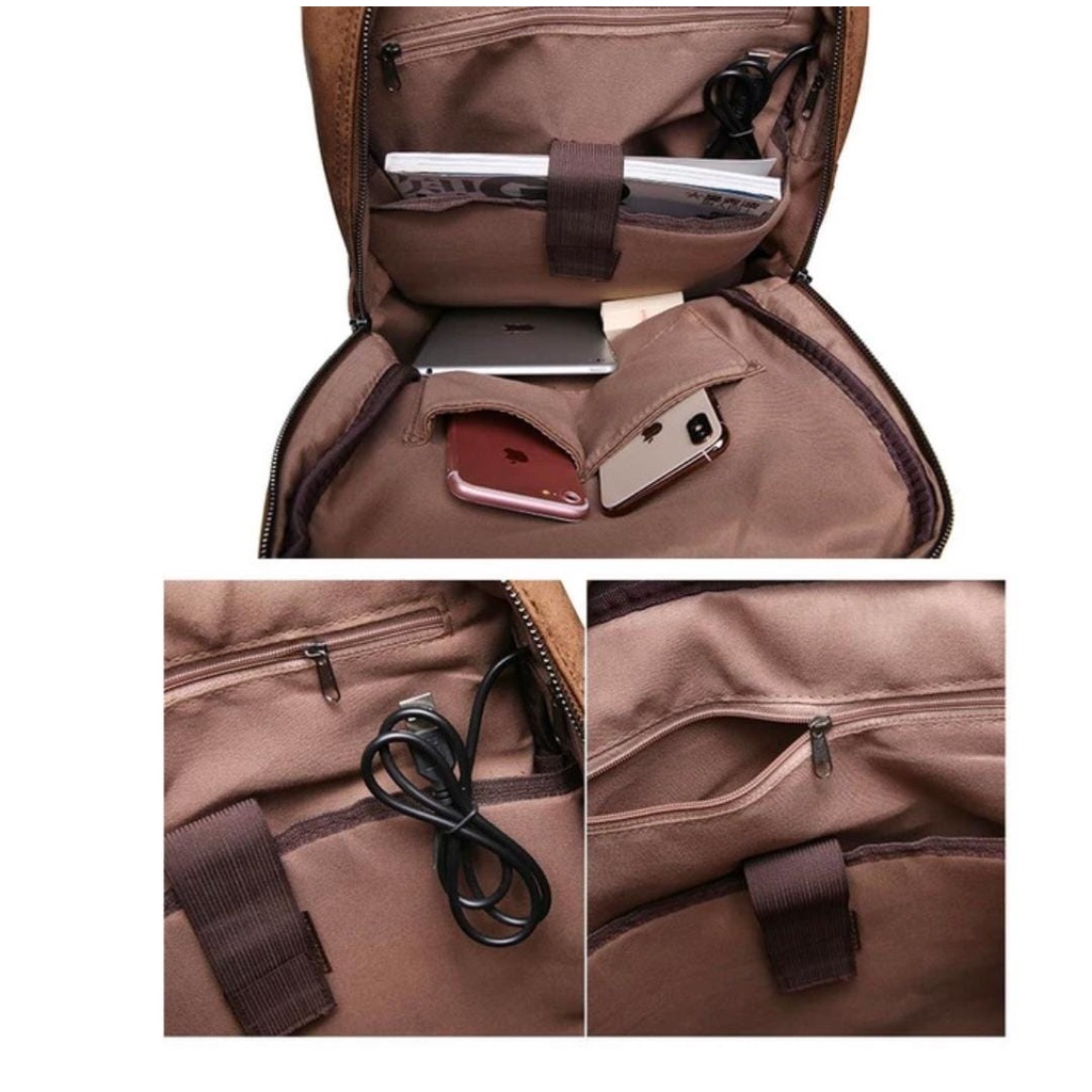 Tas Ransel Kulit Pria Tas Pria Backpack Pria Tas Kulit (ARMOR KHAKI)