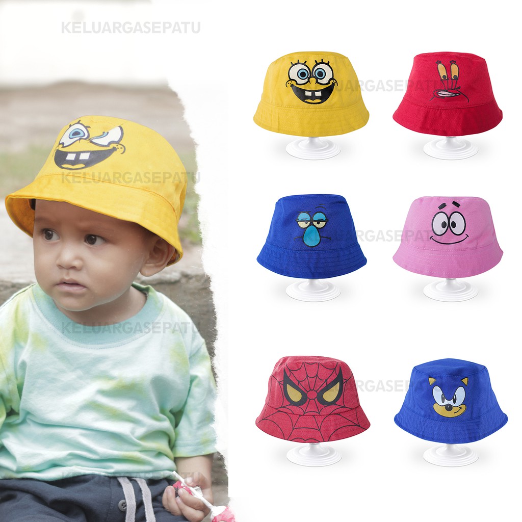 TOPI BUCKET ANAK KARAKTER SPONGEBOB TOPI BUCKET BAYI TOPI BUCKET ANAK MURAH TOPI BAYI MURAH MOTIF