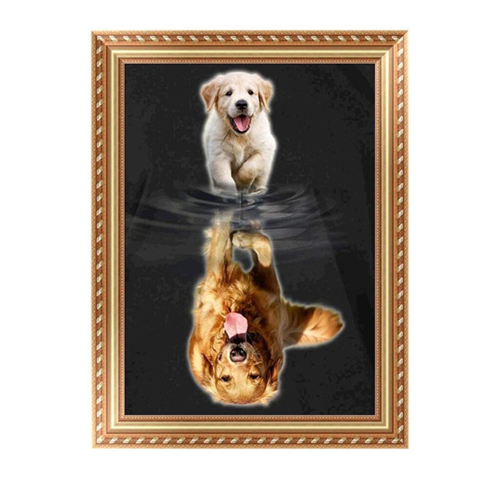 Diy Lukisan Diamond 5d Dengan Gambar Anjing Untuk Hiasan Dekorasi