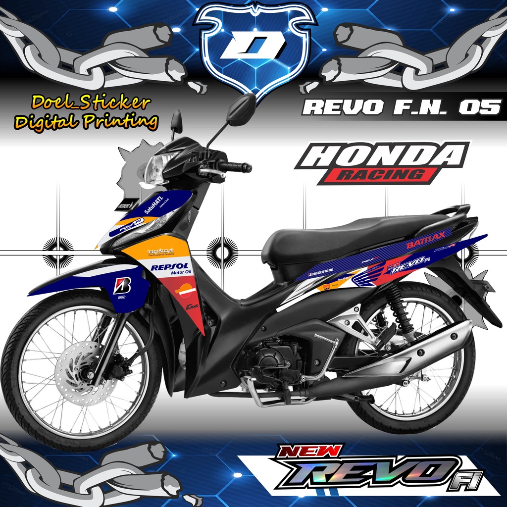 Sticker Striping REVO FI NEW / REVO FIT injeksi List Variasi Hologram , Crome Doel 005