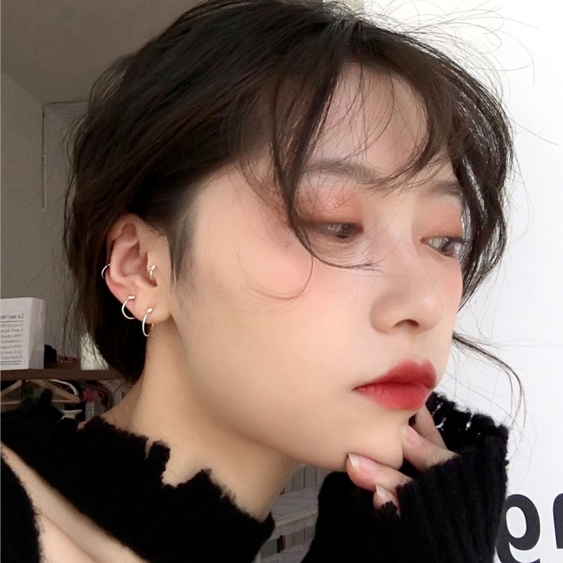 We Flower Anting Hoop Bentuk Lingkaran Kecil Bahan S925 Silver Gaya Korea Untuk Wanita