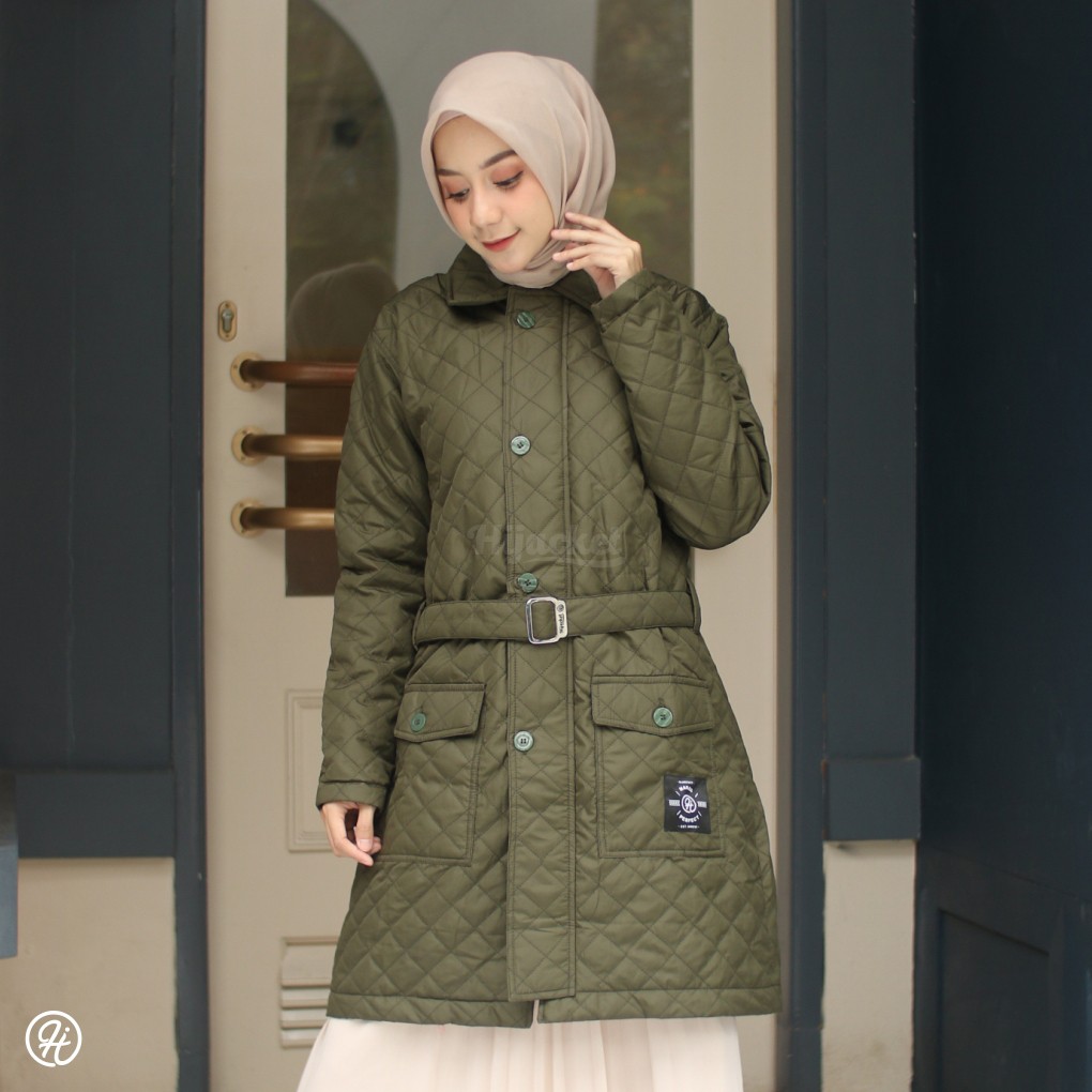 HIJACKET AGNEZIA | HIJAKET JAKET HIJAB PANJANG WANITA MUSLIMAH SYAR'I-Green