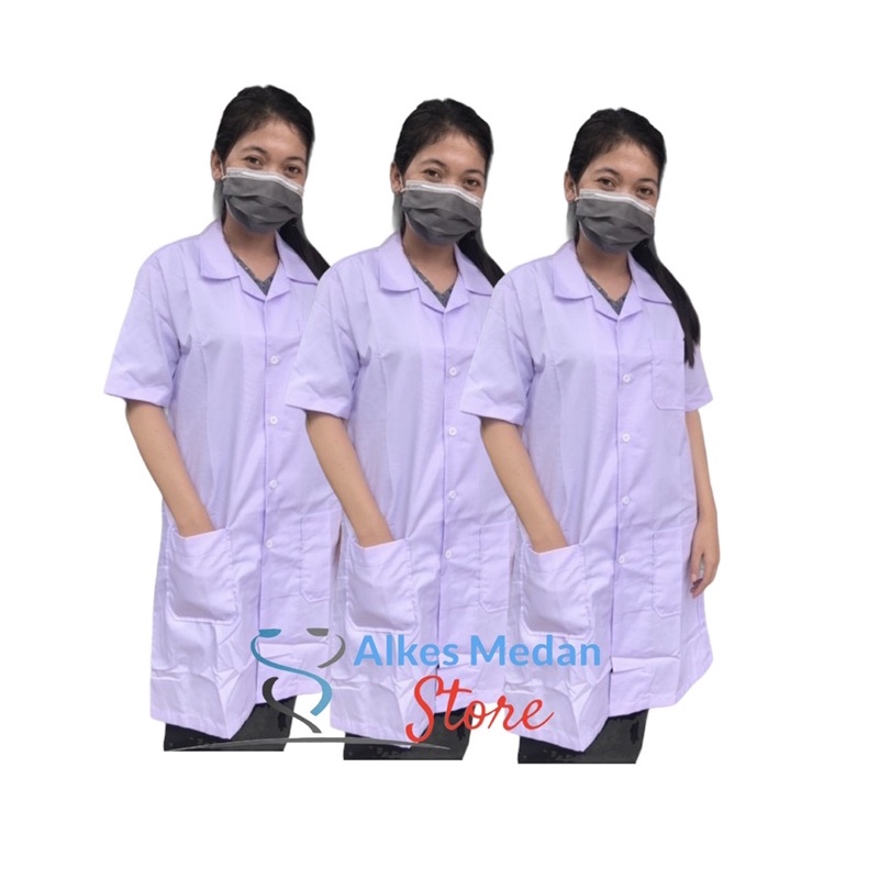 Baju Laboratorium/ Baju Lab / Jas Laboratorium Lengan Panjang / Lengan Pendek Samlab alkes