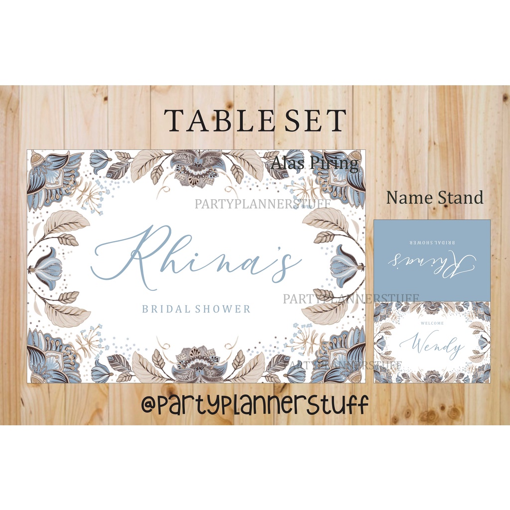Table set decor bridal shower / sweet seventeen birthday / dekor meja ulang tahun / table decor blue