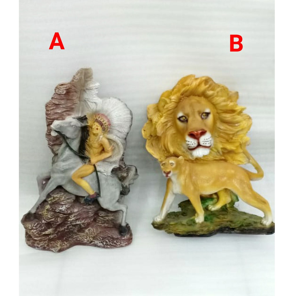 patung fiber singa harimau panther indian berkuda