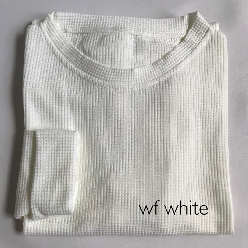 longsleeve rib basic sweater premium baju lengan panjang KALLYOUTFIT-WF WHITE