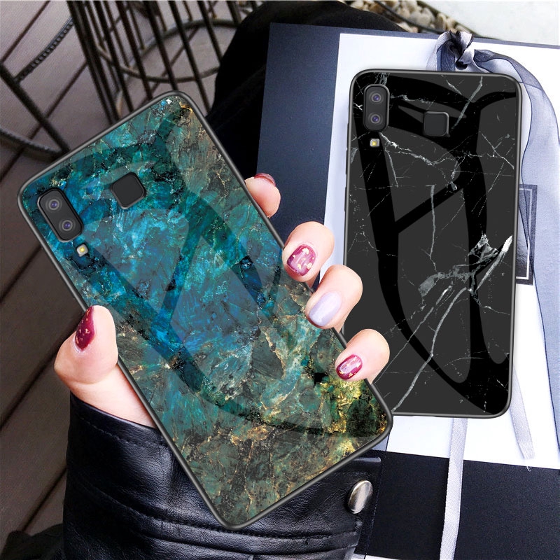 Casing Samsung Galaxy A8 Star A9 Star Marble Tempered