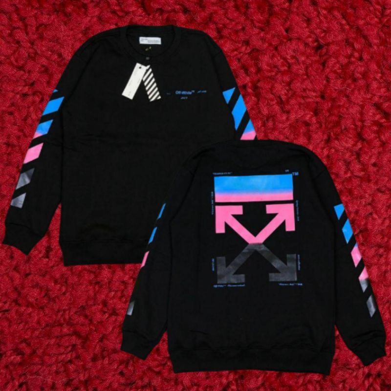 SWEATER CREWNECK OFF WHITE GRADIENT ARROW DIMENSION PREMIUM ORIGINAL FULLTAG HIGH QUALITY