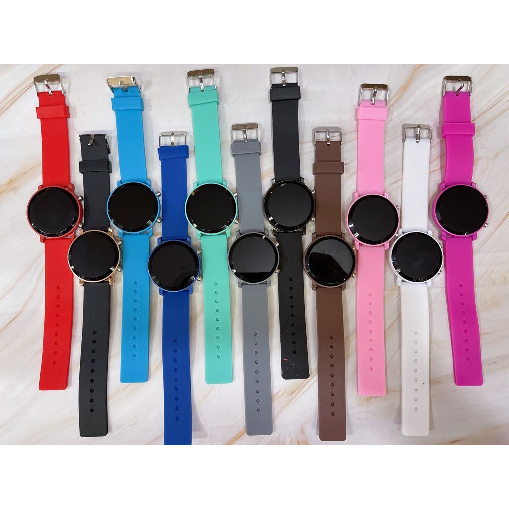 JAM TANGAN WANITA LED WATCH TERBARU 2021 STRAP RUBBER DIGITAL LD-15 CASE BULAT