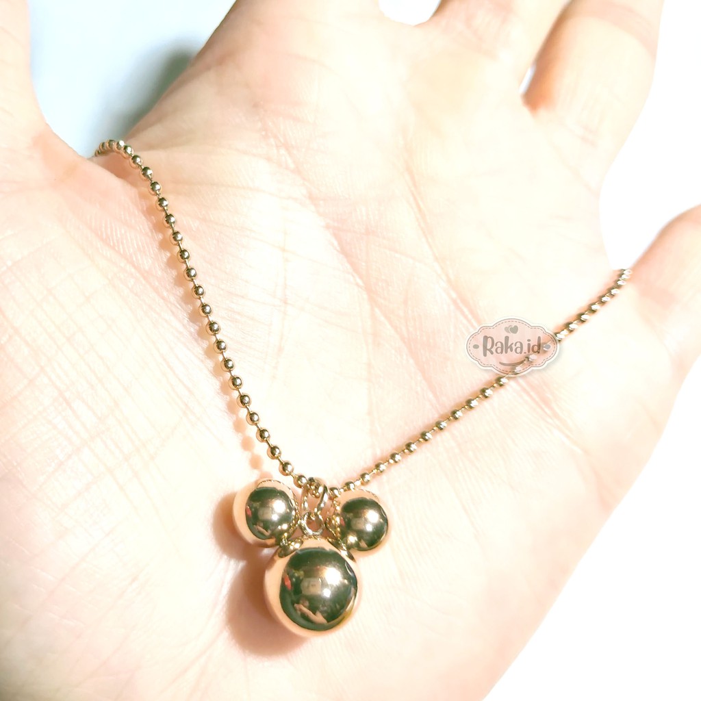 RAKA Acc - Kalung Wanita Kalung Titanium Dewasa Biji Lada Mickey Bulat Perhiasan Cantik Wanita 477