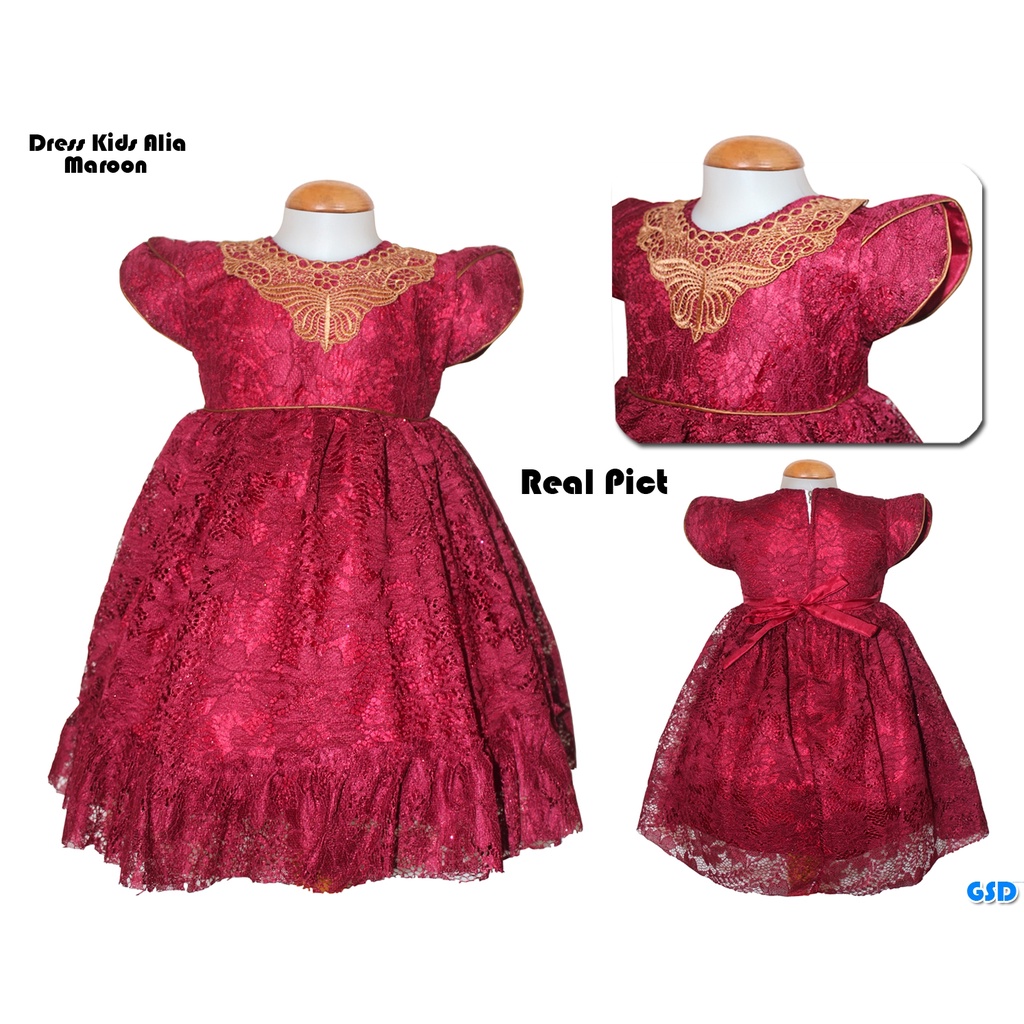 Dress Kids Alia/Baju Anak Asimetris Brukat Renda / Gaun Rample Anak Usia 1-3 Tahun / Midi Dress