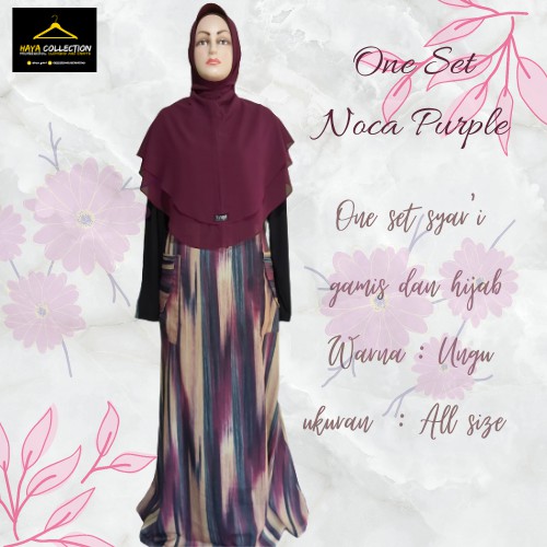 Gamis syar'i/ one set gamis dan hijab/ noca set HAYA
