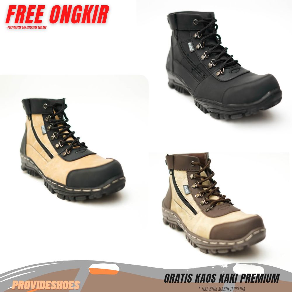 PS morris sepatu boot safety ujung besi sepatu bikers sepatu gunung sepatu pria