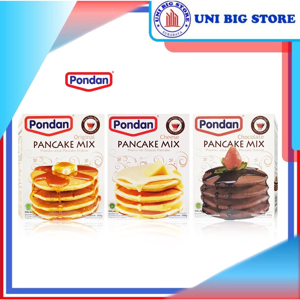 

Pondan Pancake Mix Original Cheese Chocolate Tepung Kue 250 gr Keju Coklat