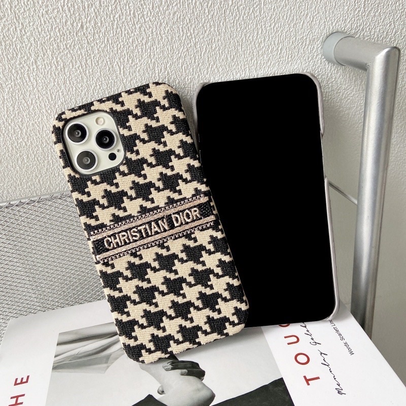 ️Fashion new style iphone case Casing iphone 14 Plus 14 Pro Max 13 promax 7 / 8P / 12 11 / XS / XR / XSMAX Motif Houndstooth CDIOR