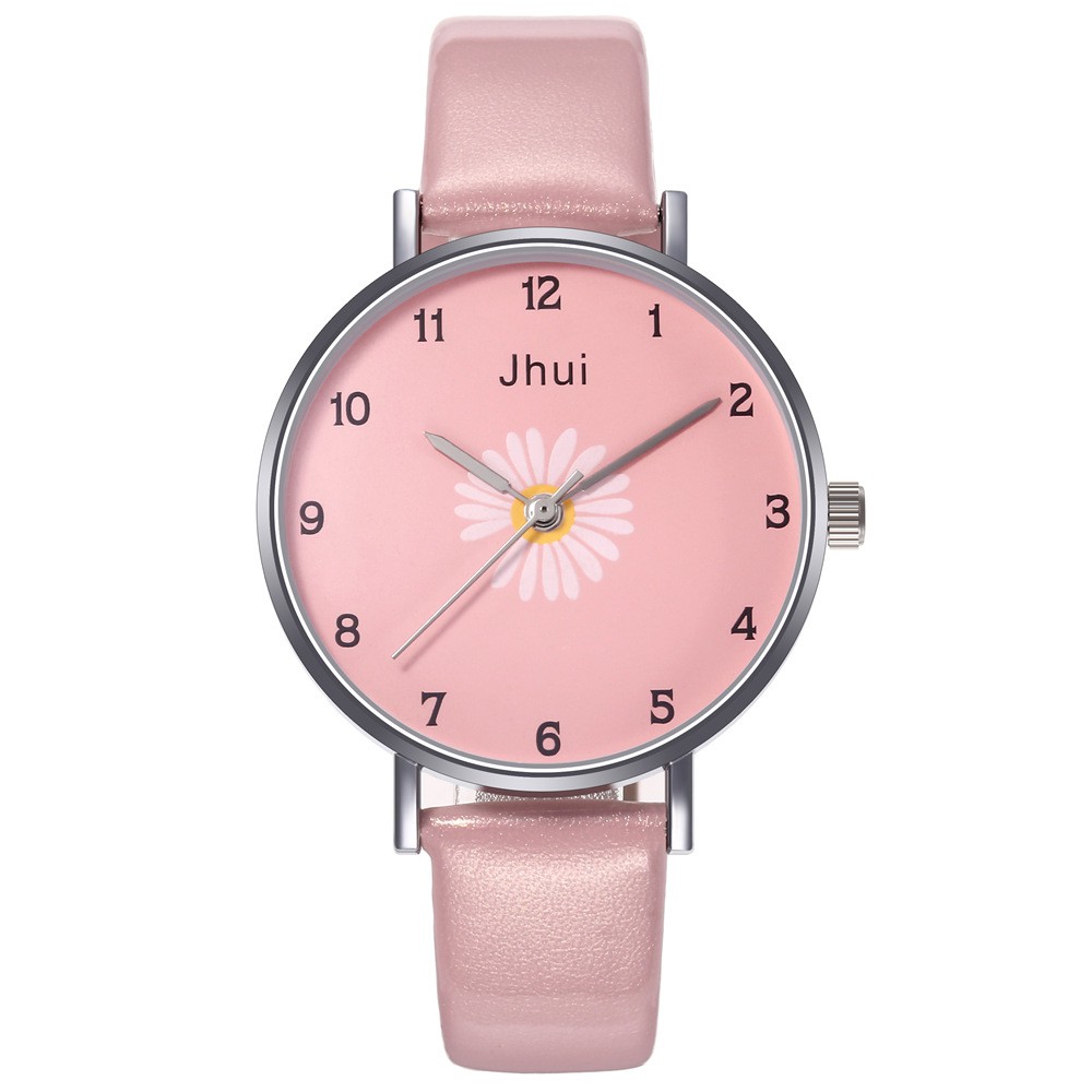 Jam Tangan Quartz Analog Bunga Daisy Harajuku Gaya Korea Fashion Aksesoris Wanita Casual Analog-39-9 Pink
