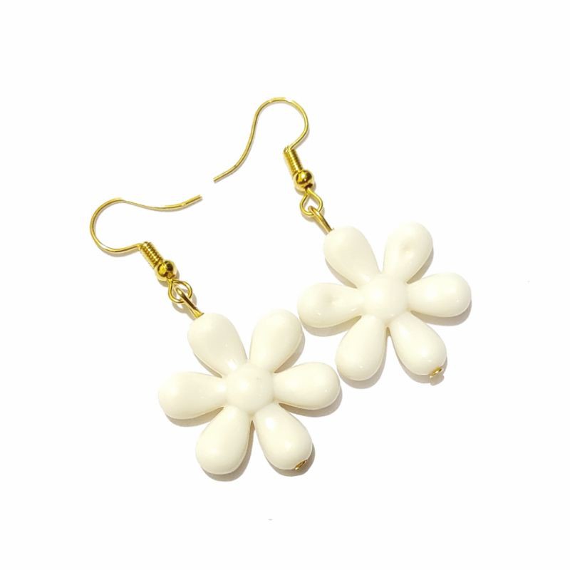 Daisy Flower Earrings Anting Hooks Handmade Bunga Pastel