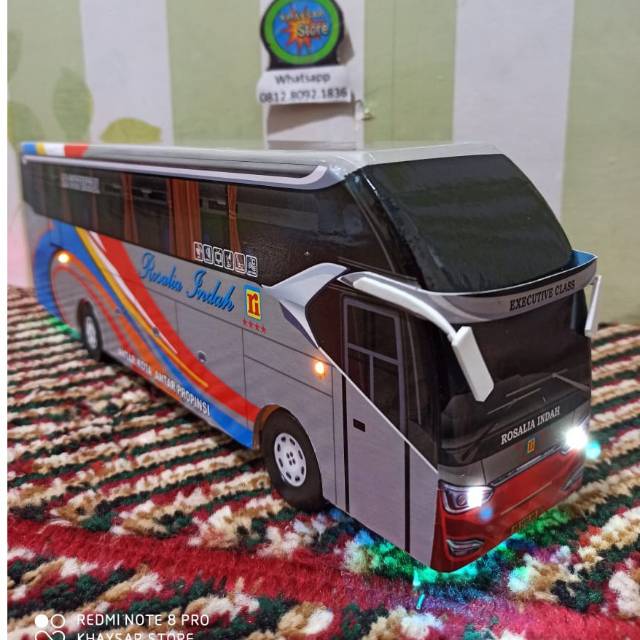 Miniatur Bus bis Rosalia indah silver SR2 PLUS LAMPU