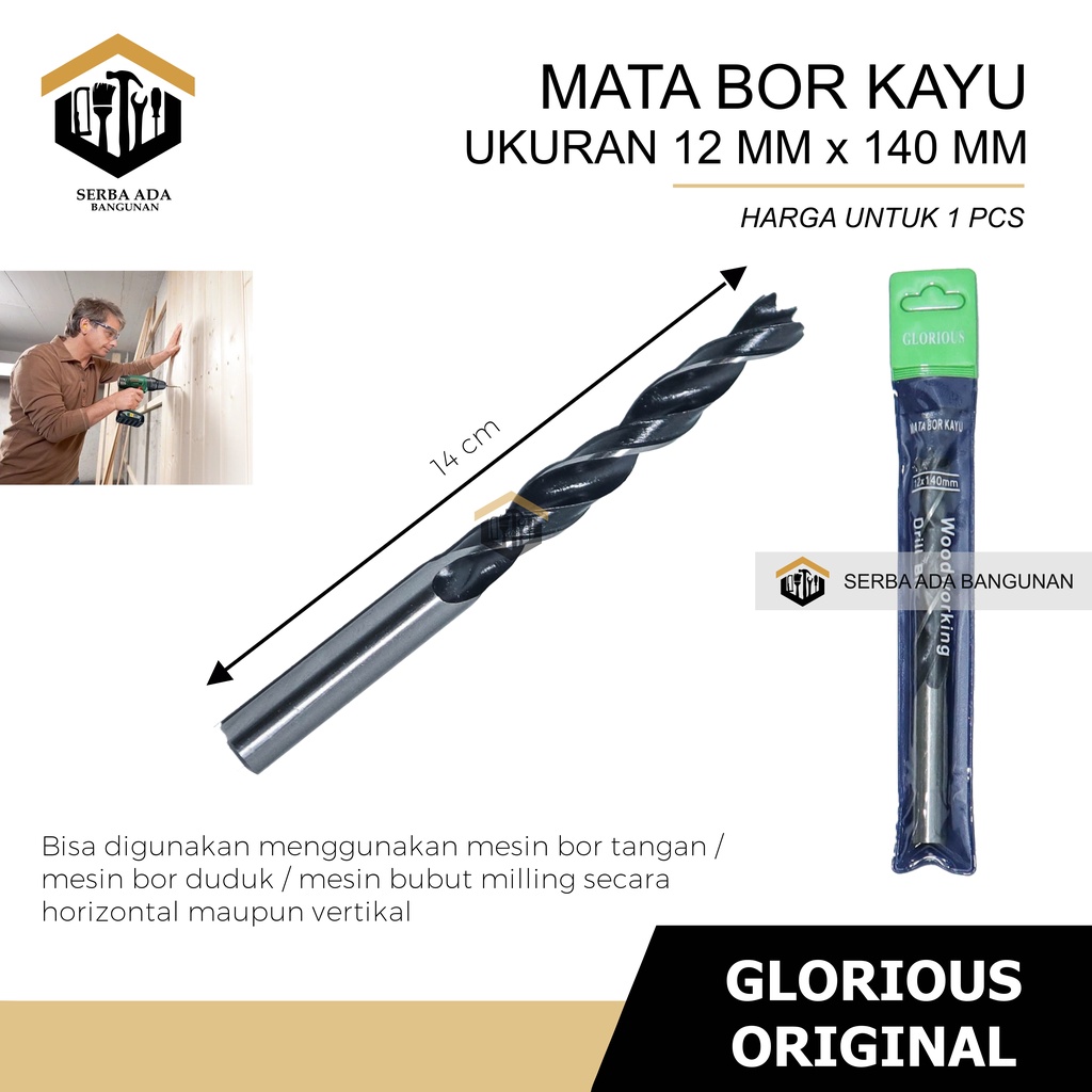 Mata Bor Kayu Glorious 3mm 4mm 5mm 6mm 8mm 10mm 12mm Termurah