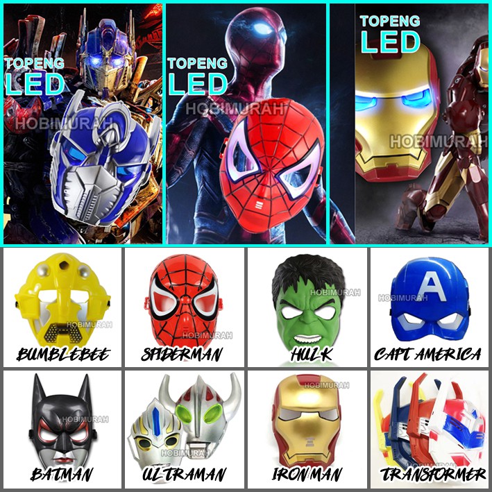 TOPENG ANAK MAINAN  TOPENG SUPER HERO MASK LED dan 