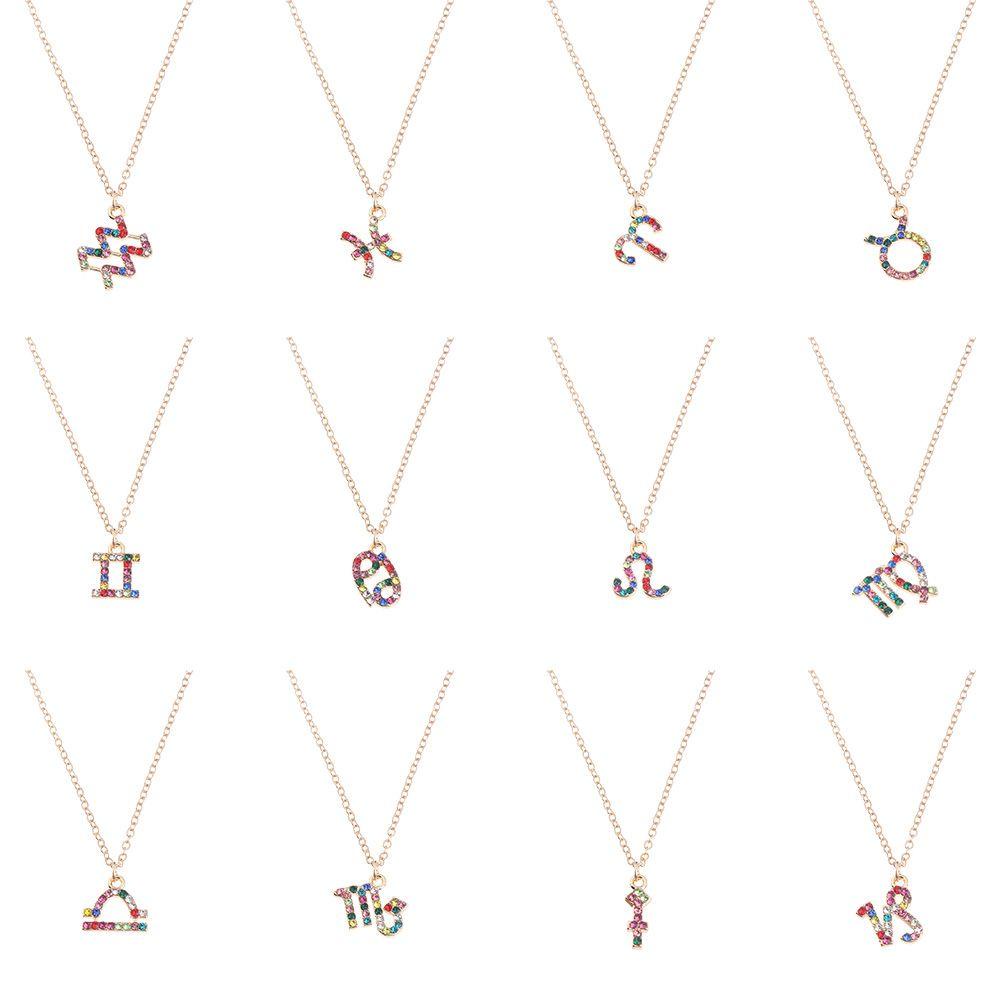 Perhiasan Kalung Horoskop Nanas12 Warna-Warni Leo Rasi Bintang Kristal