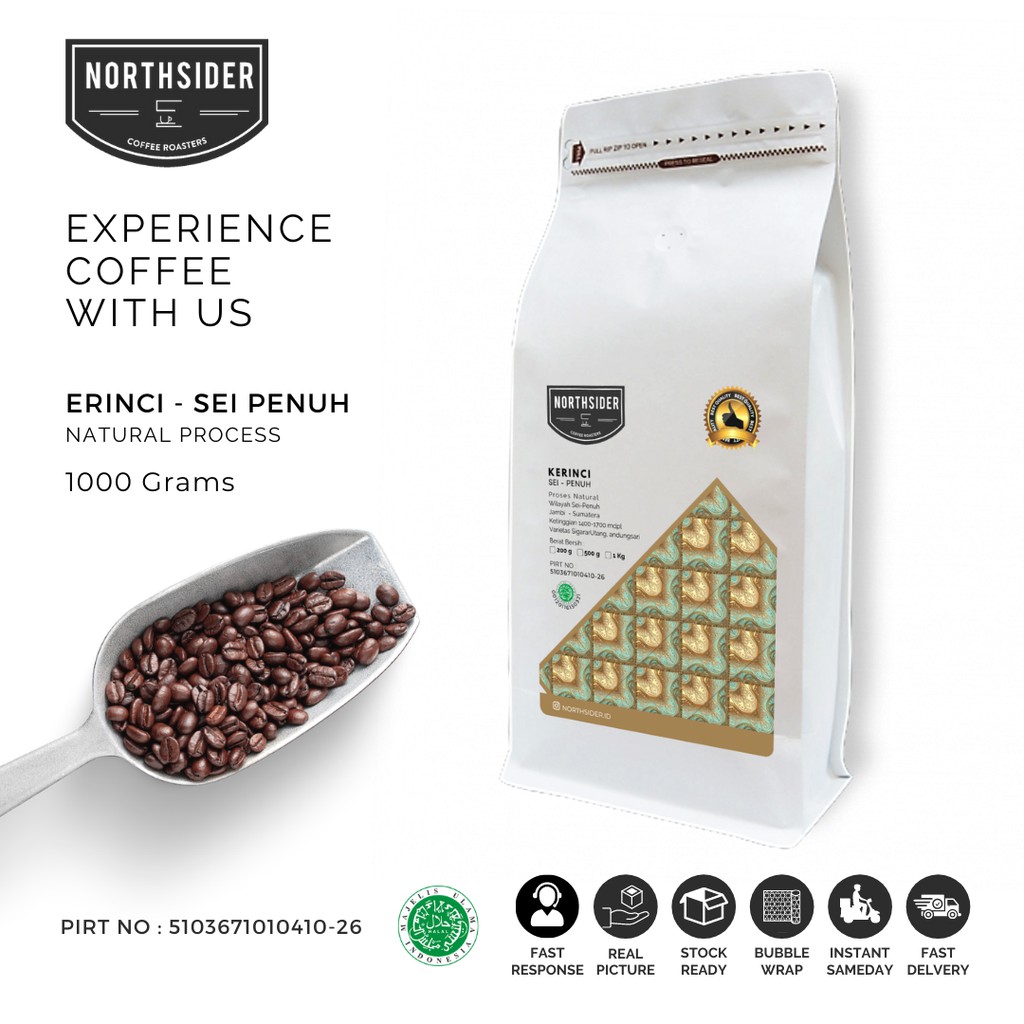 BIJI KOPI ARABIKA KERINCI MT NATURAL - 1KG NORTHSIDER COFFEE