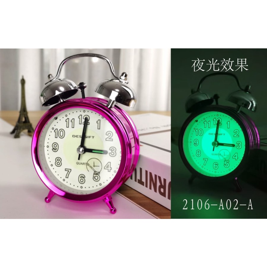 VIDICIINDONESIA!!! JAM ALARM KLASIK GLOW IN THE DARK / JAM WEKER KLASIK METALIK