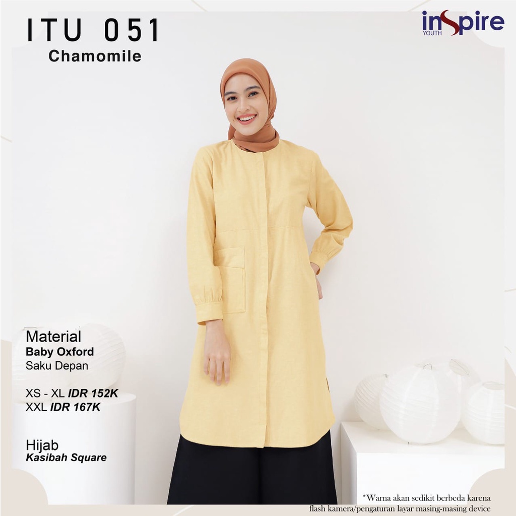 Inspire ITU 051 Bahan Oxford Atasan Tunik Muslimah Simple Dengan Warna Soft Casual OOTD